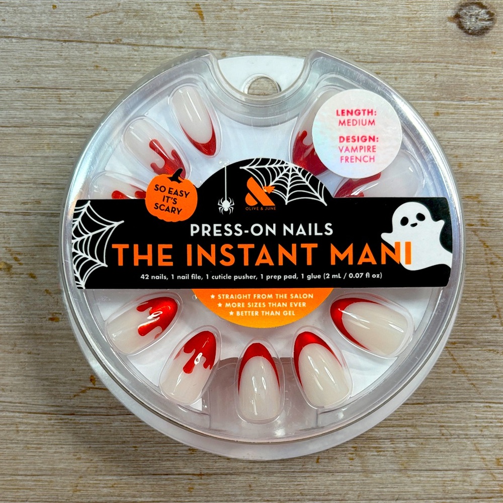 🧡🖤 Instant Mani Set Vampire French Press-On Nails